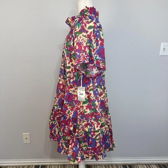 Hyacinth House Dress Women's Magenta Thea Multi Floral Mini Dress Large Relaxed Hyacinth House Dress Women's Magenta Thea Multi Floral Mini Dress Large Relaxed
